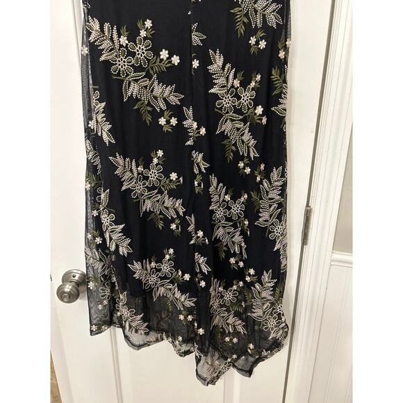 Alfani Black Mesh Floral Embroidered Asymmetrical Fairygoth Sleeveless Dress 6 - Picture 11 of 15